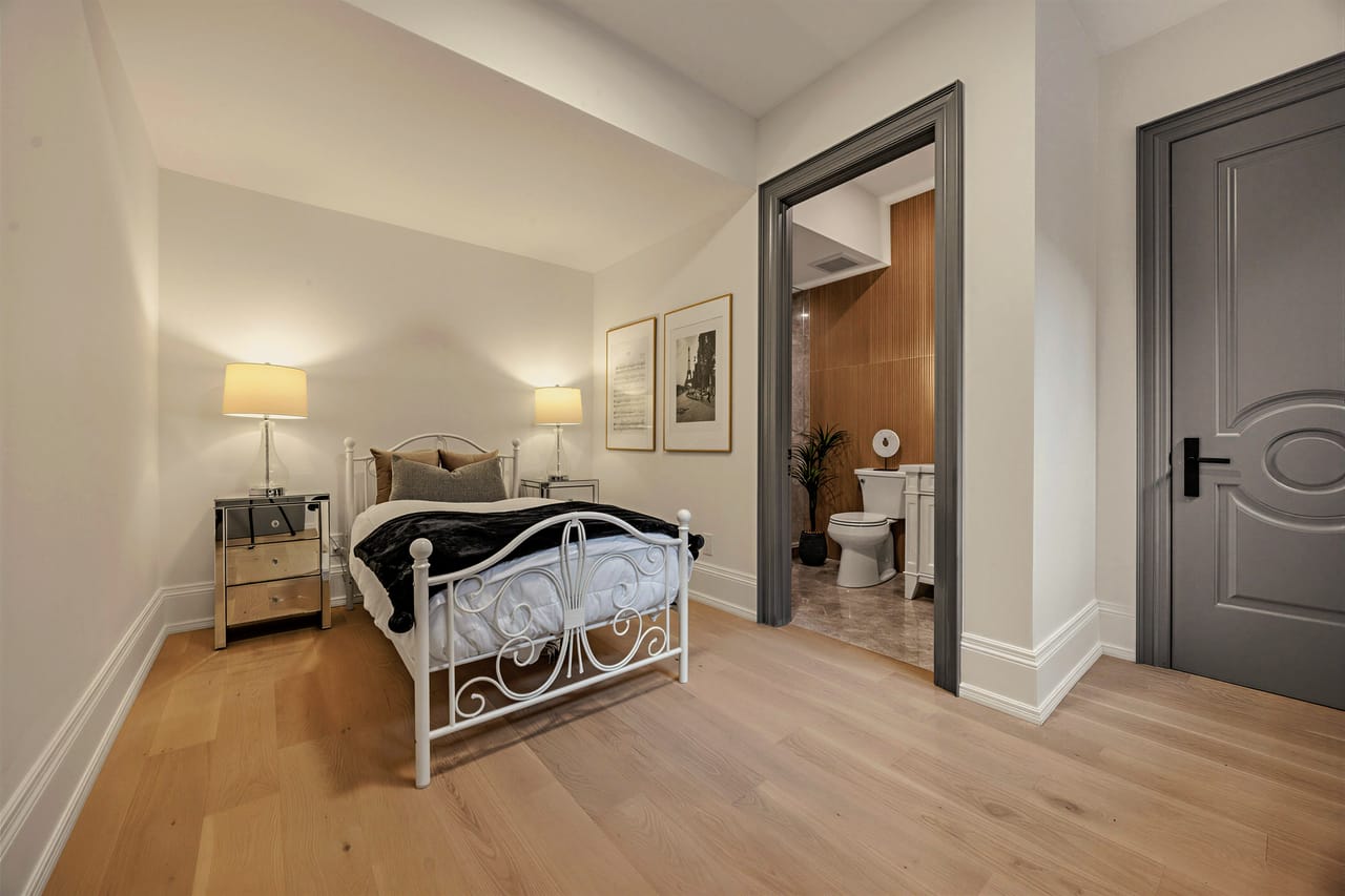 The nanny suite on the lower level, with its own ensuite through the door