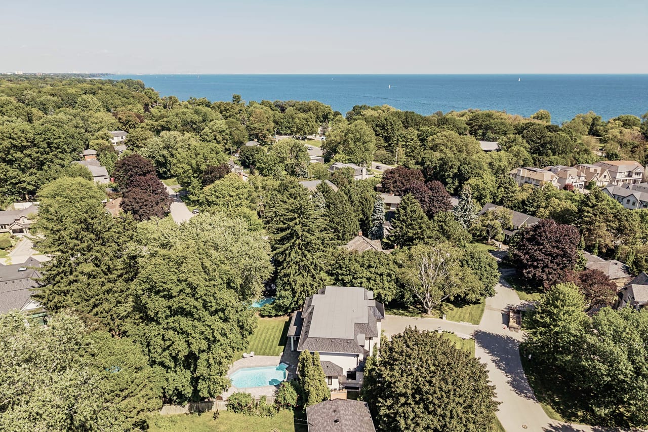 The property with Lake Ontario on the horizon, minutes from the shoreline